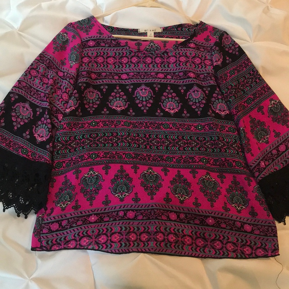 Purple and black patterned long sleeve